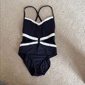 Elegant Black and White Women's One-Piece Swimsuit